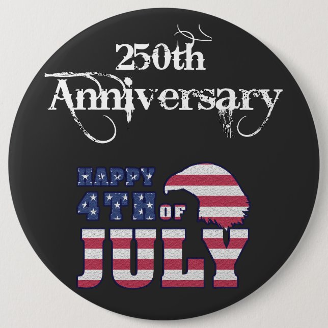 Chapa Redonda De 15 Cm Happy July 4th 250th Anniversary (Anverso)