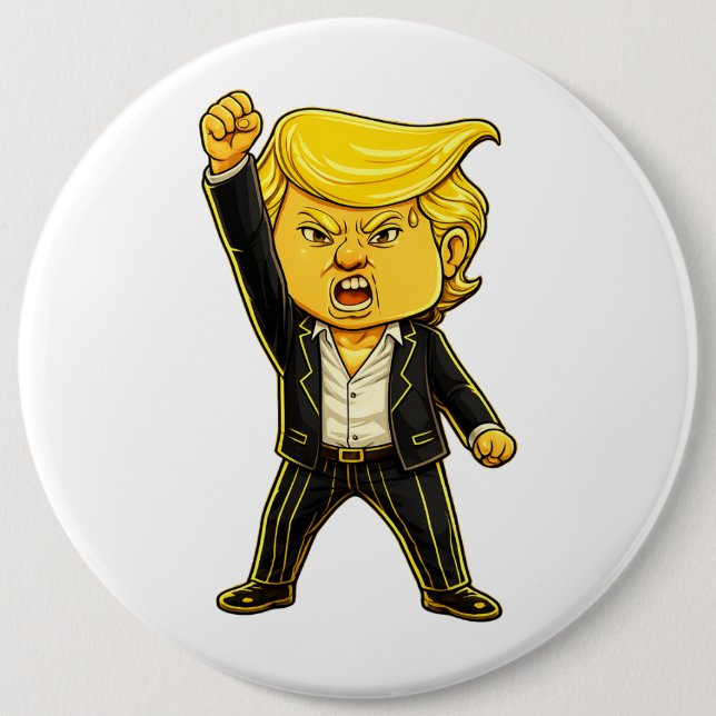 Chapa Redonda De 15 Cm Happy Trump Lapelle Fight Fight Chibi Cartoon Meme (Anverso)