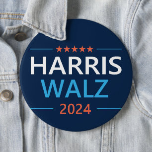 Chapa Redonda De 15 Cm Harris Walz 2024 para presidente