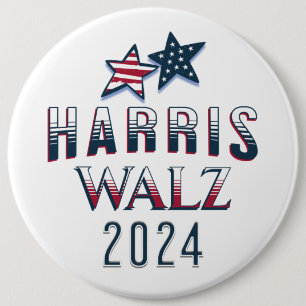 Chapa Redonda De 15 Cm Harris y Walz demócrata POTUS 2024 Large