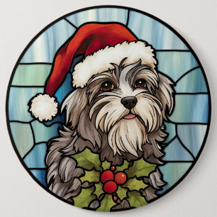Chapa Redonda De 15 Cm Havanés Vidrio Pintado Navidad