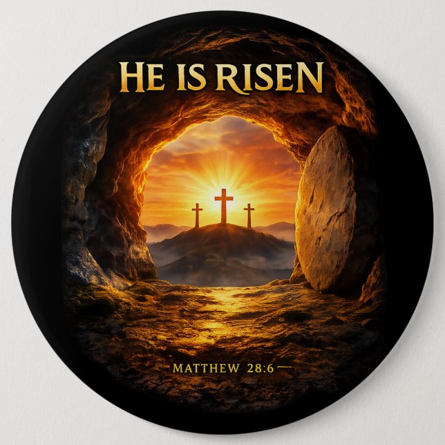Chapa Redonda De 15 Cm He is Risen (Anverso)