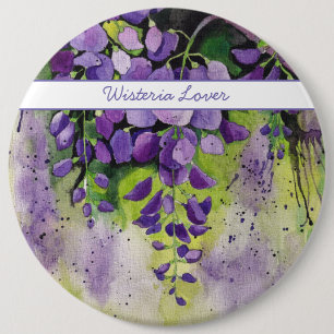 Chapa Redonda De 15 Cm Hermosas Flores De Wisteria En Acuarela