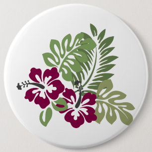 Chapa Redonda De 15 Cm Hibiscus Burgundy Foliage Decoración Floral Golf B