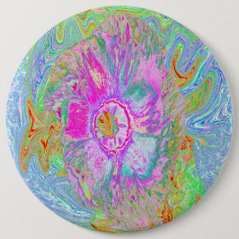 Chapa Redonda De 15 Cm Hibiscus psicodélico de rosa caliente y ultraviole