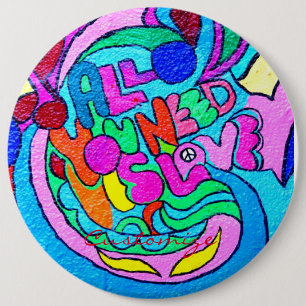 Chapa Redonda De 15 Cm Hippie groovy love Thunder_Cove