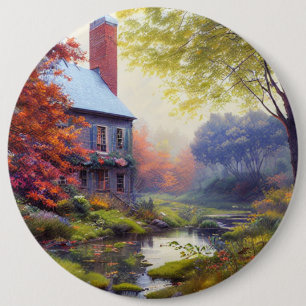 Chapa Redonda De 15 Cm Hogares/arroyos/bosques/pintura