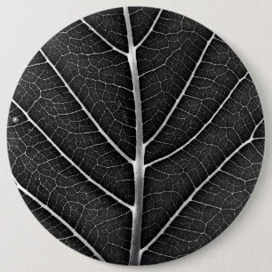 Chapa Redonda De 15 Cm Hoja brillante en blanco y negro en primer plano
