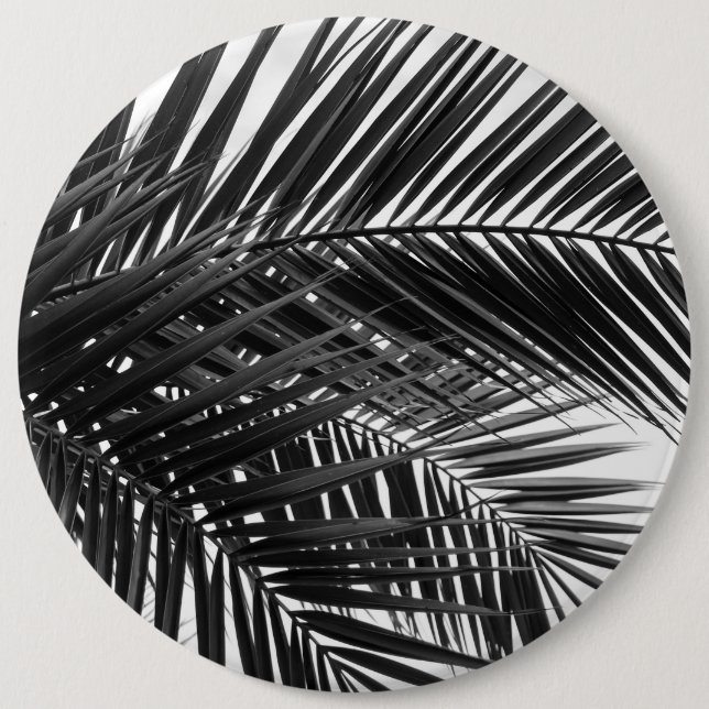 Chapa Redonda De 15 Cm Hojas de palmeras tropicales - Fotografía en blanc (Anverso)