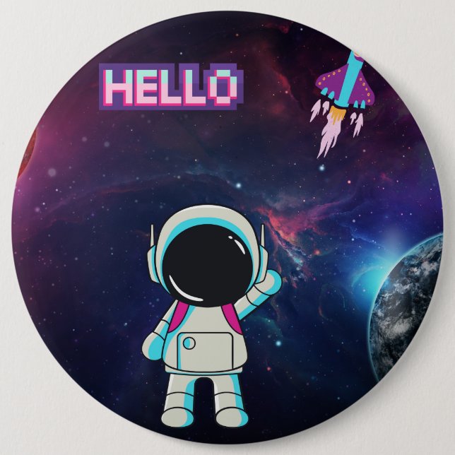 Chapa Redonda De 15 Cm Hola desde el espacio, (Anverso)