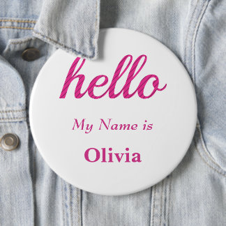 Chapa Redonda De 15 Cm Hola Mi nombre es regalo de Hola personalizado