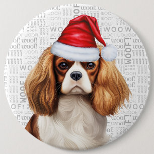 Chapa Redonda De 15 Cm Holiday Cavalier King Charles Dog Woof Background