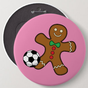 Chapa Redonda De 15 Cm Hombre de jengibre jugando al fútbol