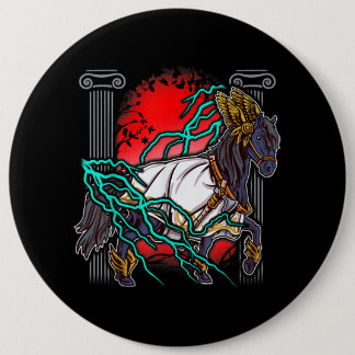 Chapa Redonda De 15 Cm Horse Greek Myths Zeus Ancient Gods Equine Lightni