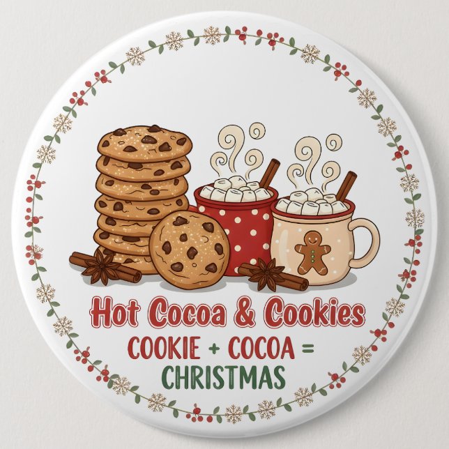 Chapa Redonda De 15 Cm Hot Cocoa & Cookies Christmas (Anverso)
