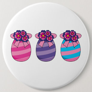 Chapa Redonda De 15 Cm Huevos de Pascua con flores y cinta de opciones