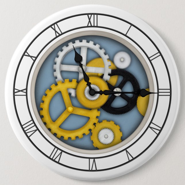 Chapa Redonda De 15 Cm Ilusión de reloj visible Fanciosa Arte Reloj Azul (Anverso)