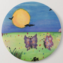 Chapa Redonda De 15 Cm Ilustracion acuarela Mariposas Amar Pareja