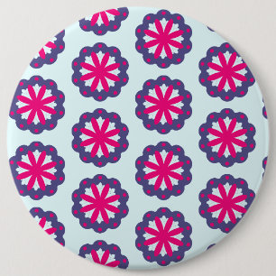 Chapa Redonda De 15 Cm Ilustración de formas florales púrpura y rosa