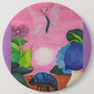 Chapa Redonda De 15 Cm Ilustracion de transformación de mariposa de insec