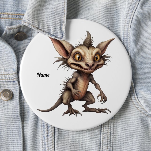 Chapa Redonda De 15 Cm Ilustracion Híbrido Chupacabra Gremlin (In situ)