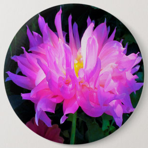 Chapa Redonda De 15 Cm Impresionante Cactus Dahlia Rosa y Purpura