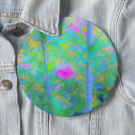 Chapa Redonda De 15 Cm Impresionante paisaje azul con flor rosa