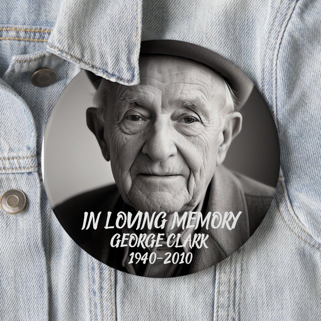 Chapa Redonda De 15 Cm In loving memory memorial custom photo button (In situ)