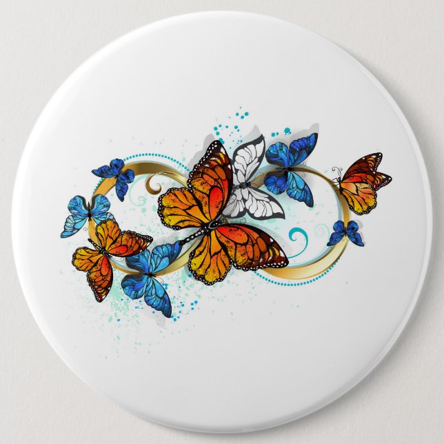 Chapa Redonda De 15 Cm Infinidad de Mariposas Monarca (Anverso)