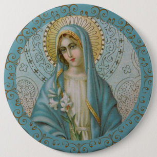 Chapa Redonda De 15 Cm Inmaculada Virgen María con el borde de la decora