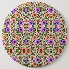 Chapa Redonda De 15 Cm Insígnia circular con patrón floral intrincado