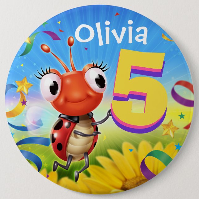 Chapa Redonda De 15 Cm Insignia de cumpleaños de Personalizado de 5 años  (Anverso)