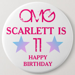 Chapa Redonda De 15 Cm Insignia de cumpleaños para niños - Apellido Stars