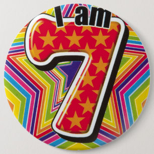 Chapa Redonda De 15 Cm Insignia de cumpleaños - Tengo 7 años