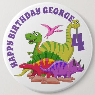 Chapa Redonda De 15 Cm Insígnia personalizada de Feliz Cumpleaños - Dinos