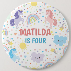 Chapa Redonda De 15 Cm Insignia redonda de bonito de Unicornios