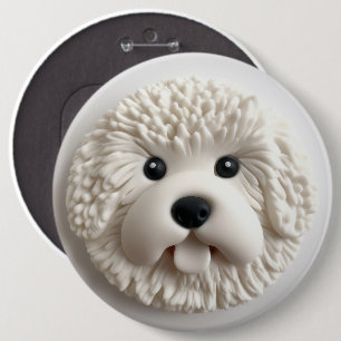 Chapa Redonda De 15 Cm Inspirado en 3D, el perro de Bichon Frise