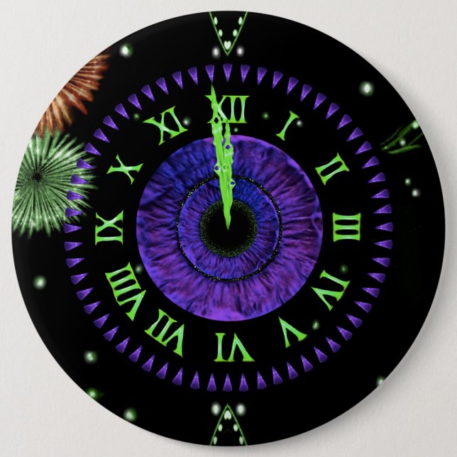 Chapa Redonda De 15 Cm Iris Clock Purple Button (Anverso)