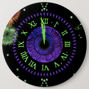 Chapa Redonda De 15 Cm Iris Clock Purple Button