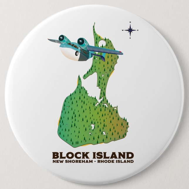 Chapa Redonda De 15 Cm isla de bloques New Shoreha, Isla Rhode (Anverso)