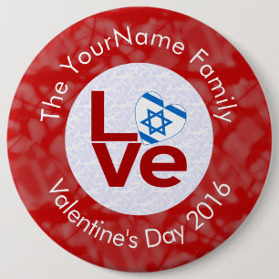 Chapa Redonda De 15 Cm Israeli Flag Red Letter LOVE White on Red