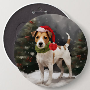 Chapa Redonda De 15 Cm Jack Russell Dog en Navidades de nieve