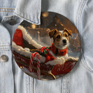 Chapa Redonda De 15 Cm Jack Russell Perro Navideño Festivo