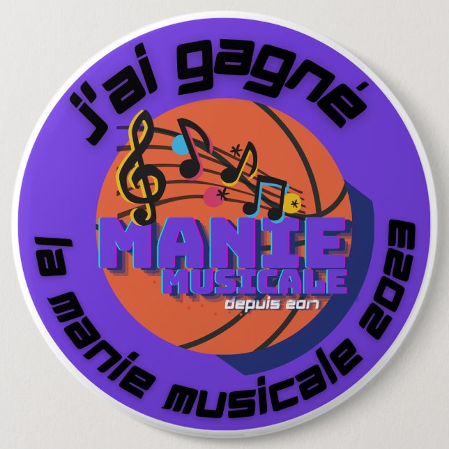 Chapa Redonda De 15 Cm J'ai gagné 2023 button (Anverso)