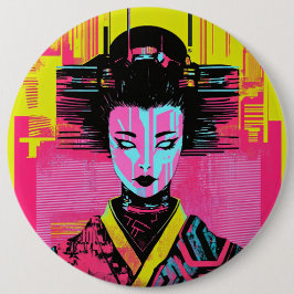 Chapa Redonda De 15 Cm Japanese samurai woman