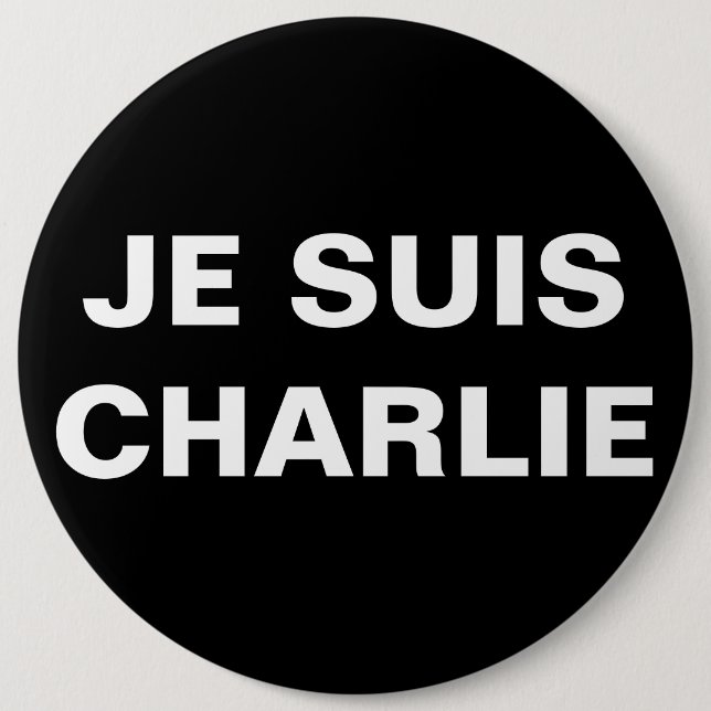CHAPA REDONDA DE 15 CM JE SUIS CHARLIE - SOY CHARLIE (Anverso)
