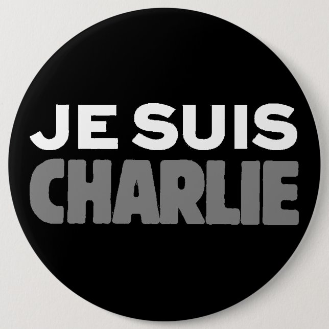 Chapa Redonda De 15 Cm Je Suis Charlie - soy negro de Charlie (Anverso)