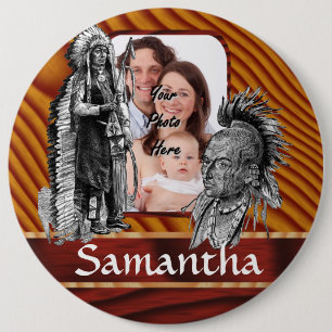 Chapa Redonda De 15 Cm Jefes indios de Estados Unidos