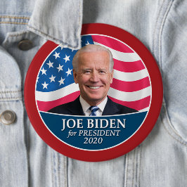 Chapa Redonda De 15 Cm Joe Biden 2020 Foto con la bandera de Estados Unid