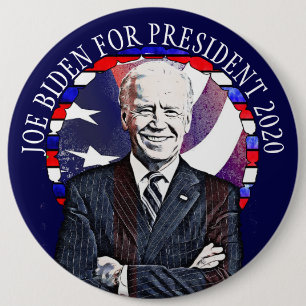 Chapa Redonda De 15 Cm Joe Biden en la manifestación por las elecciones p
